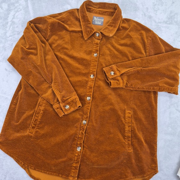 Natural Reflections Tops - Corduroy Shirt Jacket Rust Orange Women's 1X Plus Barn Chore Gorpcore Country